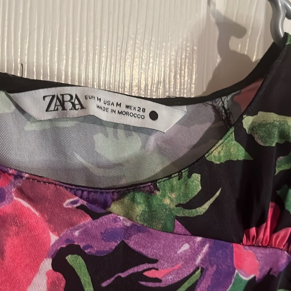 Zara Floral Print Midi Maxi Dress Size XS Extra Small Spring Flower Vacation-M - Picture 6 of 7